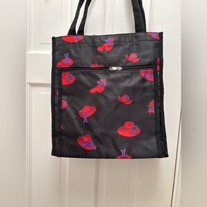 Red Hat Ladies Black Tote with Red Hat Design Nylon Bag